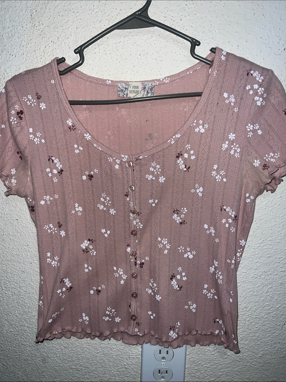 Pink Republic Mauve Pink Floral Button-Front Women’s Top